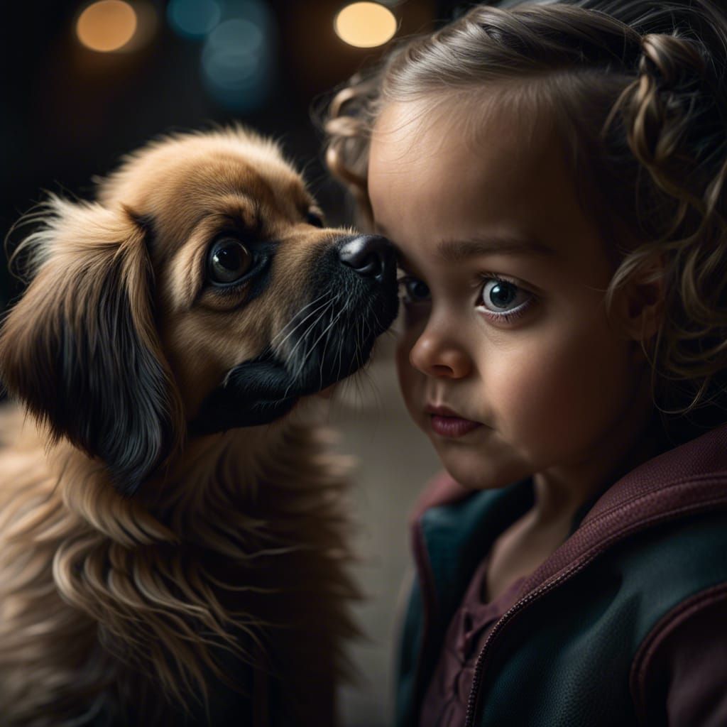 Toddler and Dog Portrait in Street Photography Style