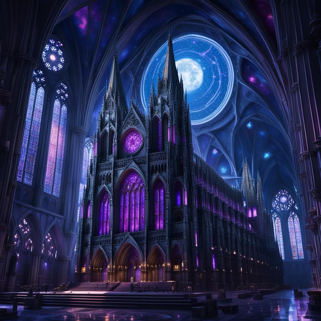 Gothic Cathedral Floating in Outer Space