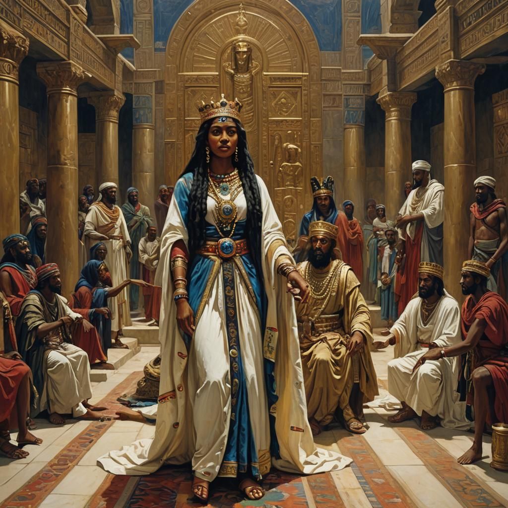 Queen of Sheba Meets King Solomon: Oil Painting