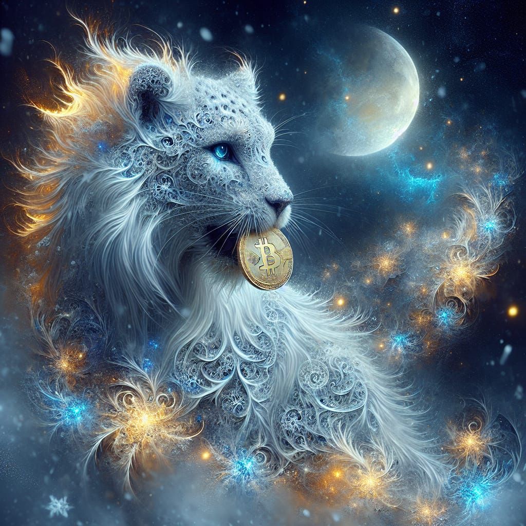 Ethereal Ice Leopard in Film Noir Winter Landscape