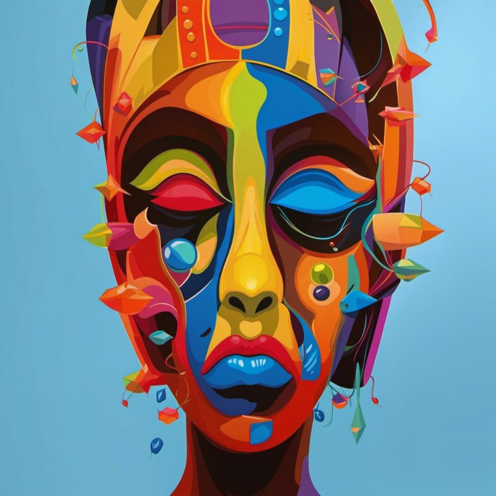 Electric Neon Lightning Portrait in 80s Retro Style