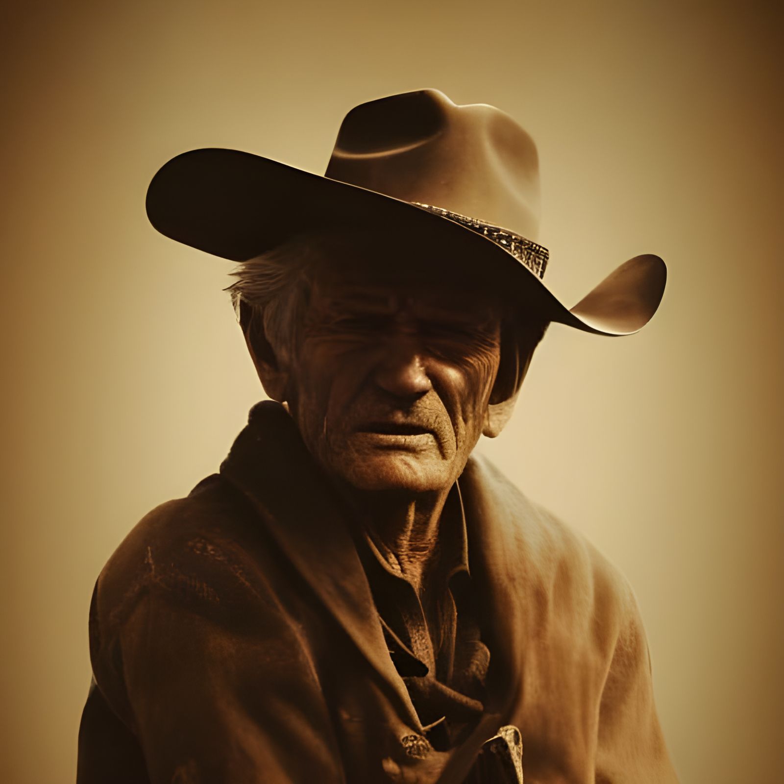 Gritty Hyperrealistic Cowboy Portrait in Western Movie Style