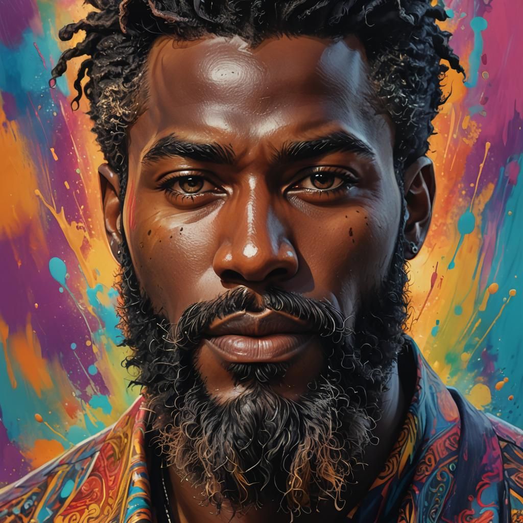 Detailed Portrait of a Young Black Man