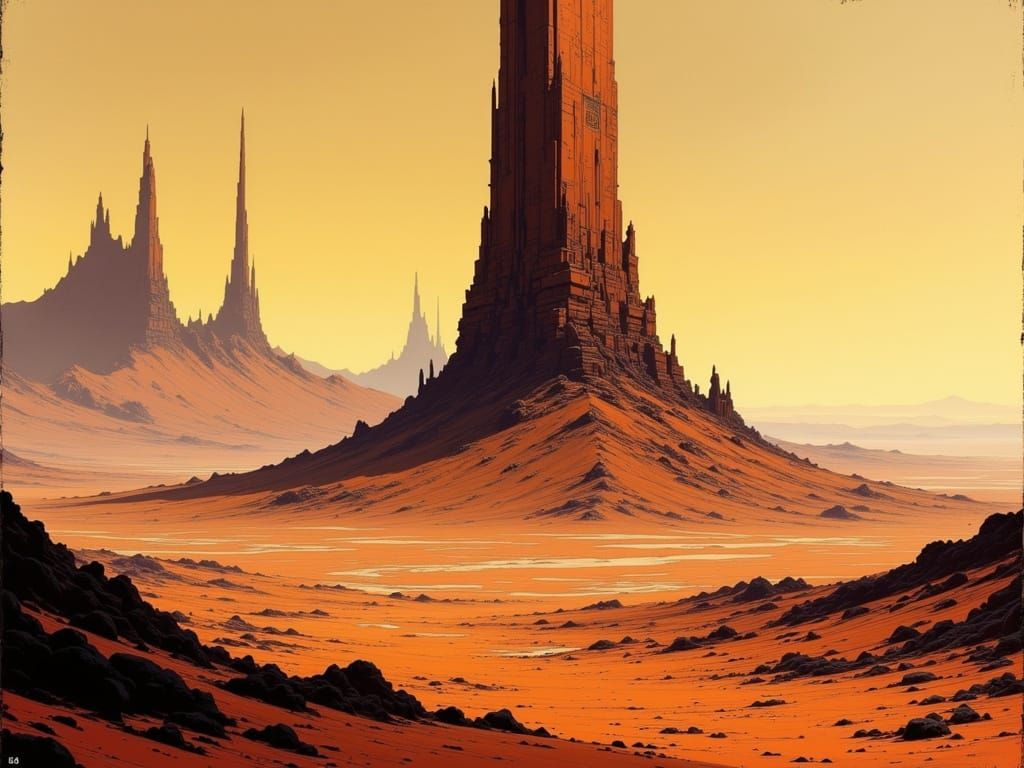 Mesa Landscape with Swirling Ground in Digital Art Style