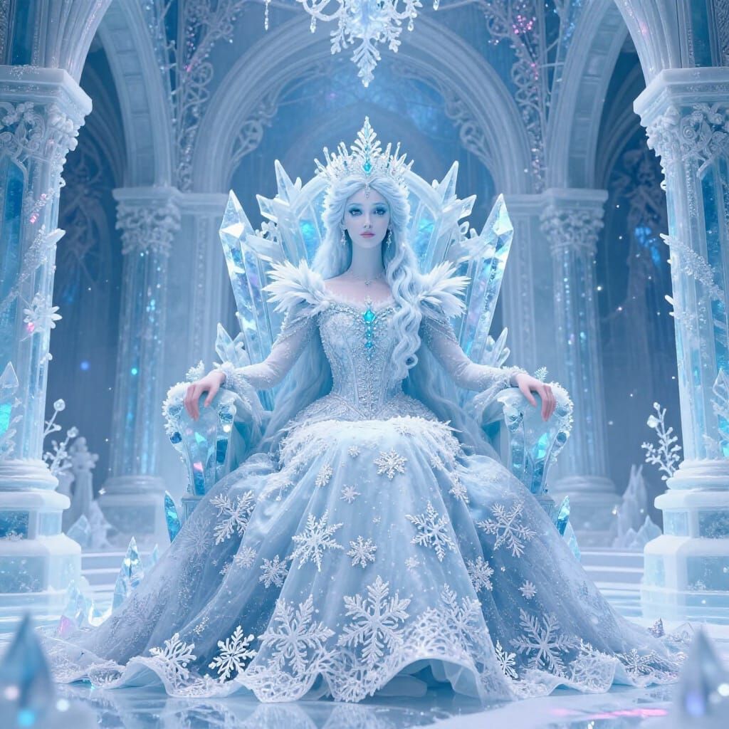 Snowflake Queen on Ice Throne