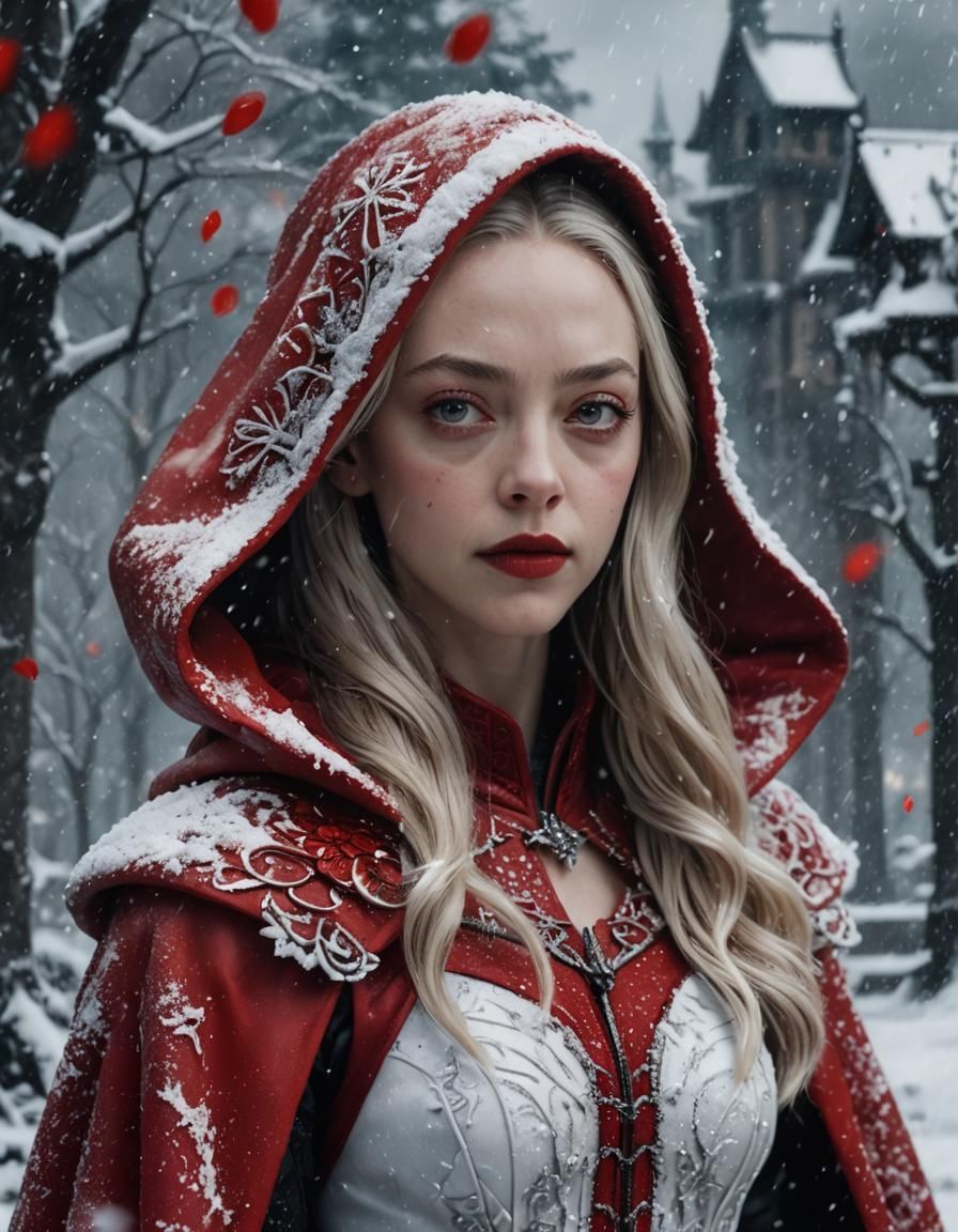 Futuristic Woman in Red Hooded Coat, Fantasy Art