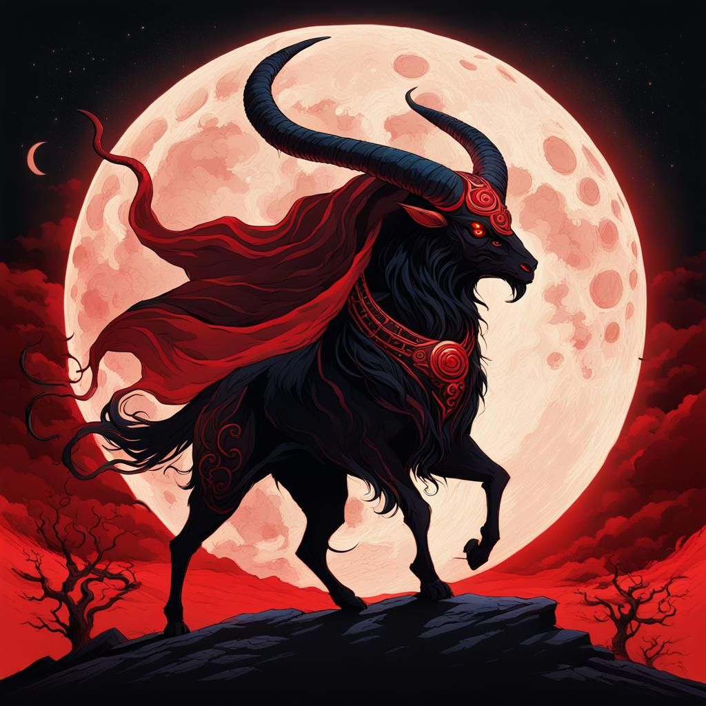 Paimon Emerges Under Red Moon Glow