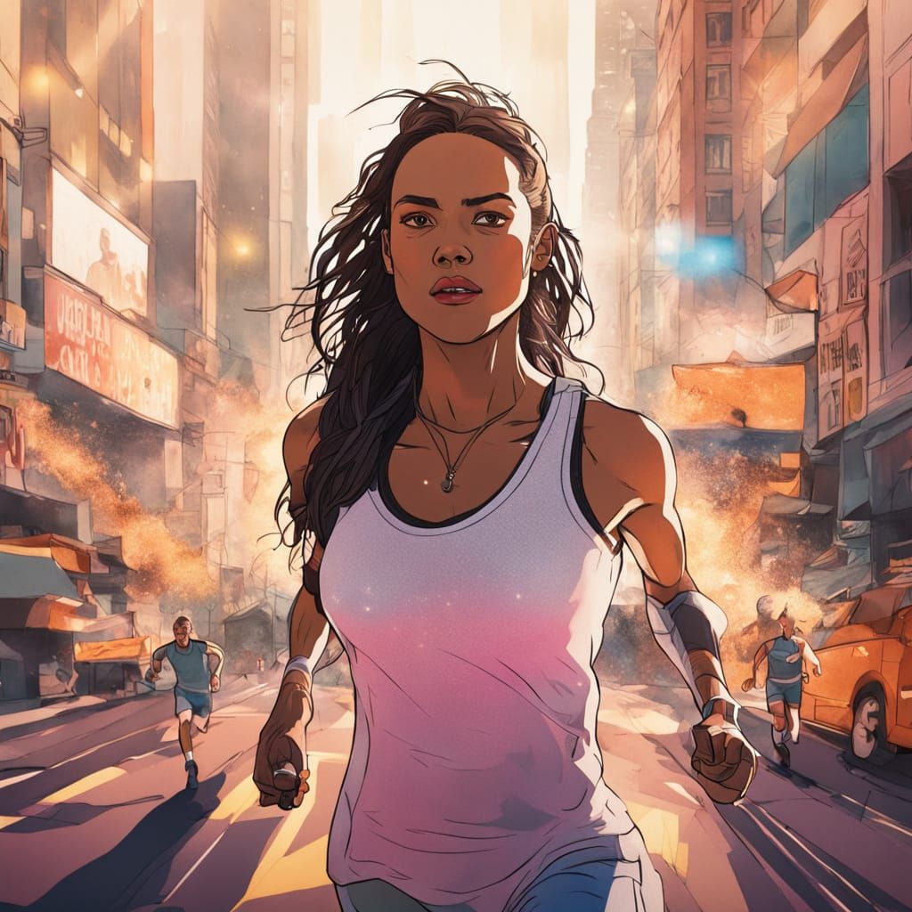 Athletes Run Towards New York City in Digital Art