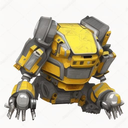 Small Yellow Robot Character Sheet with Metallic Texture