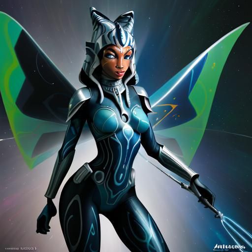 Ahsoka as Silver Surfer in Cosmic Illustration