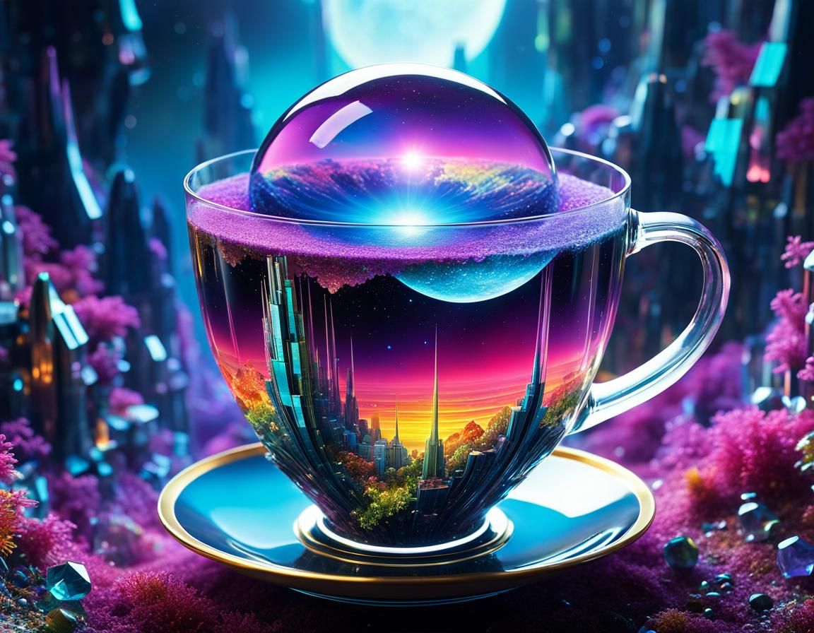 Crystal World Arcology in a Cup: Spacecore Teslapunk
