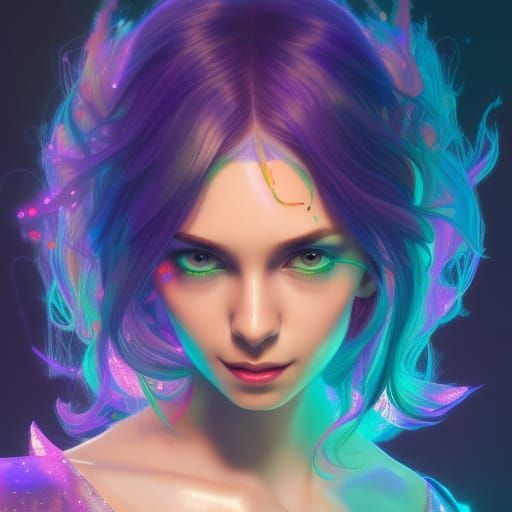 Disco Fairy DJ Portrait in Hyperdetailed Style