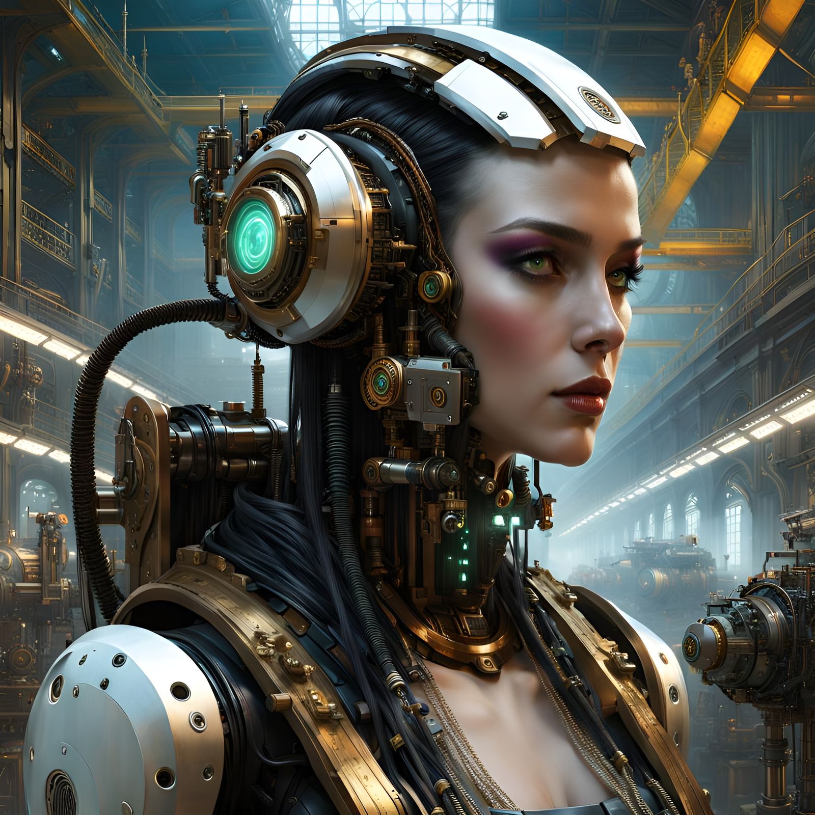 Steampunk Elf Portrait with Cybernetic Enhancements