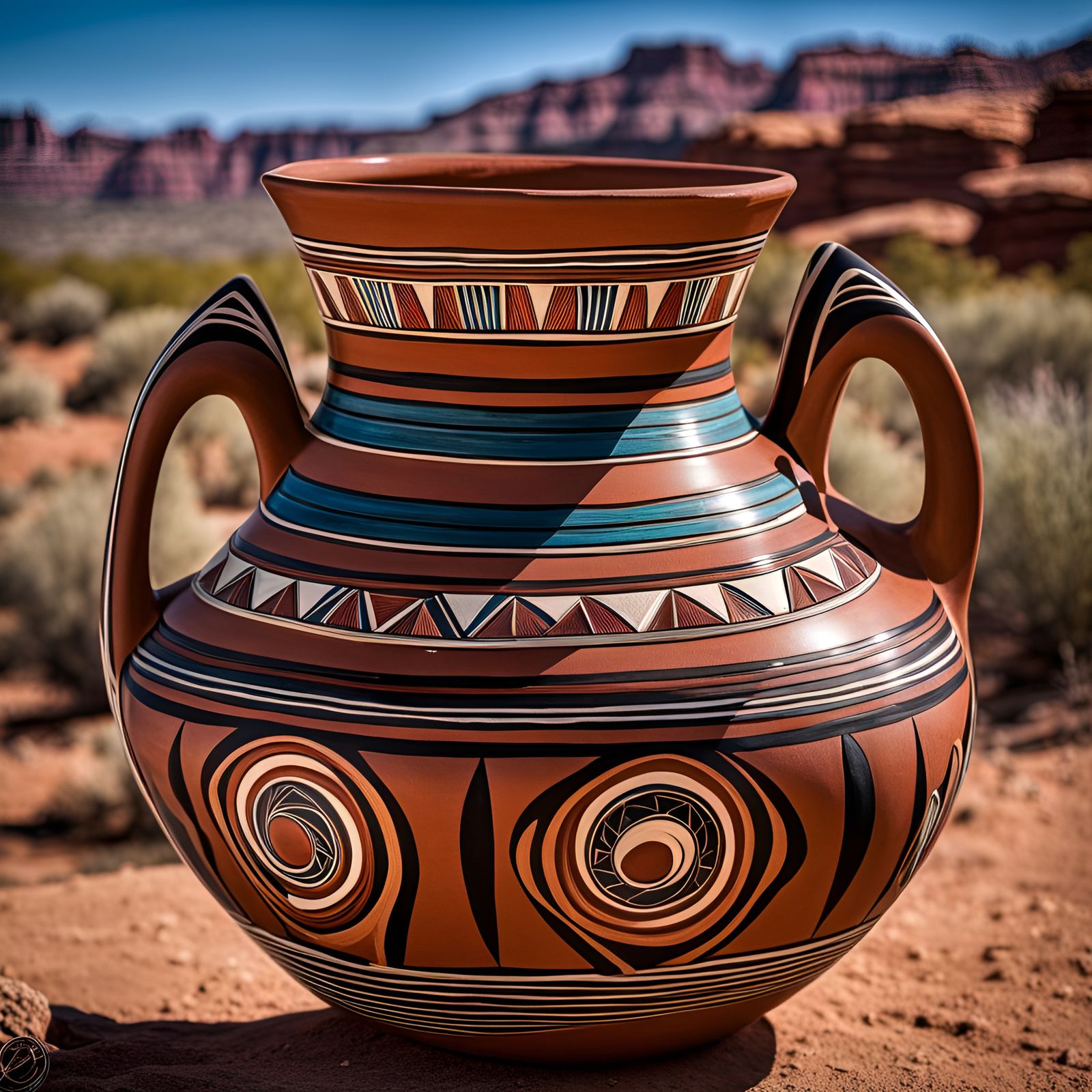 Hopi Wedding Vase: Pueblo Pottery with Geometric Details