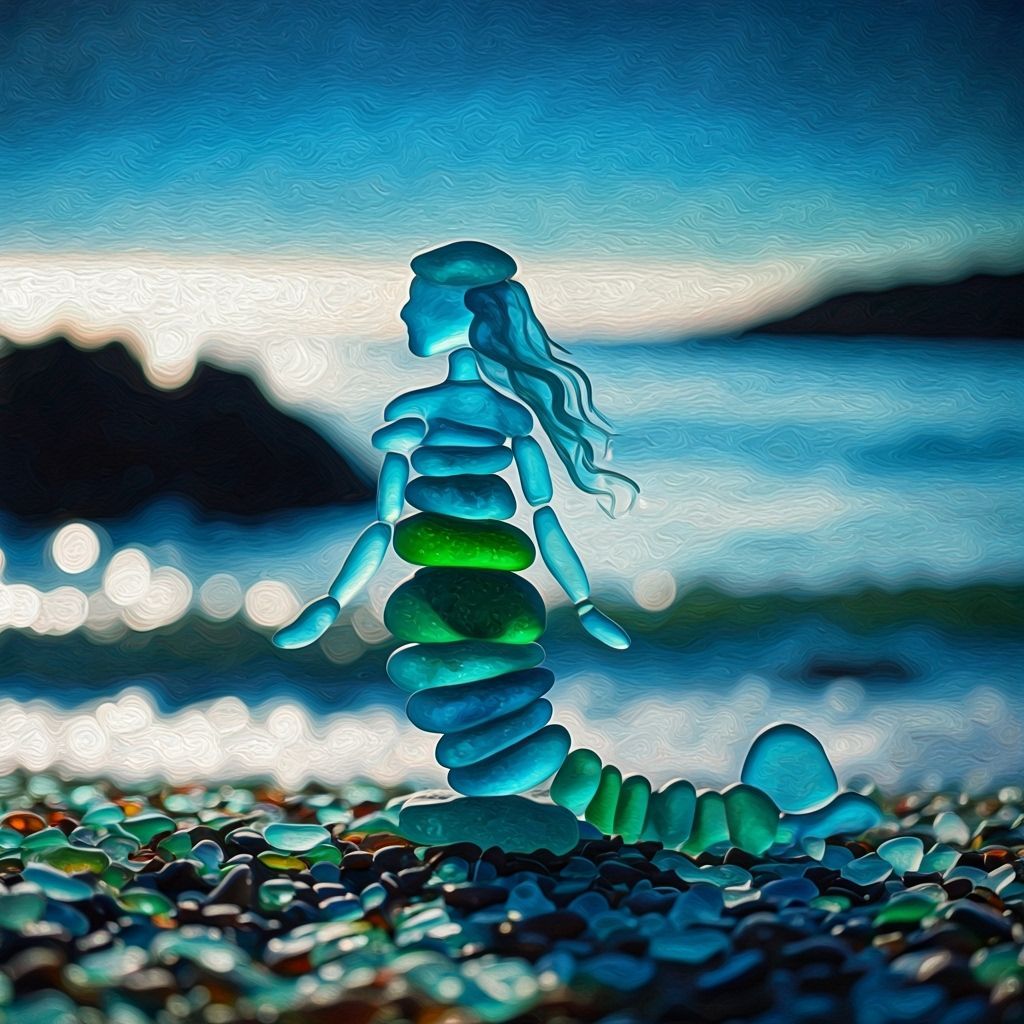 Mermaid Silhouette Formed From Stacked Sea Glass