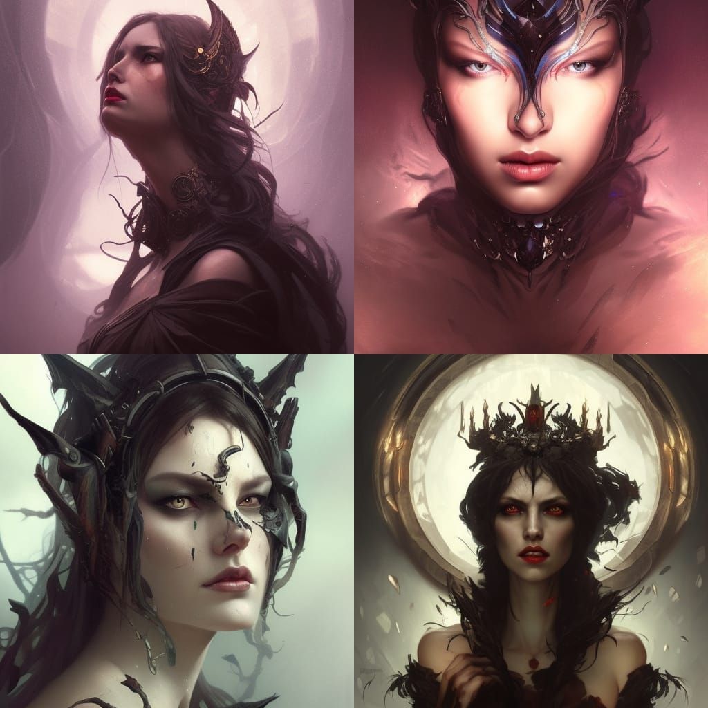 Evil Queen Surrounded by Death: Hyperdetailed Portrait