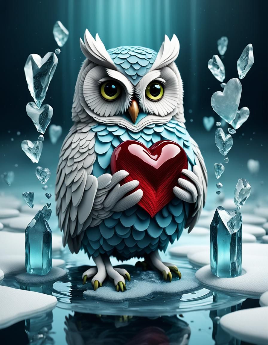Heartbeat Owl Connects with Woman in Abstract Art