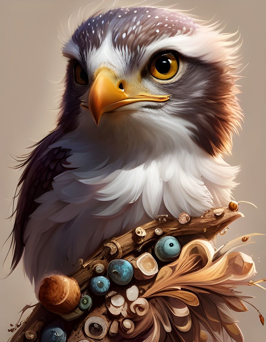 Cute Fluffy Falcon Illustration in Pixar Style