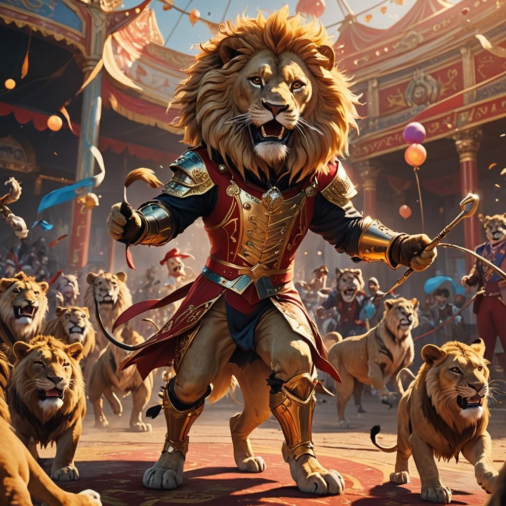 Lion Tamer in Circus: 3D Anime Art