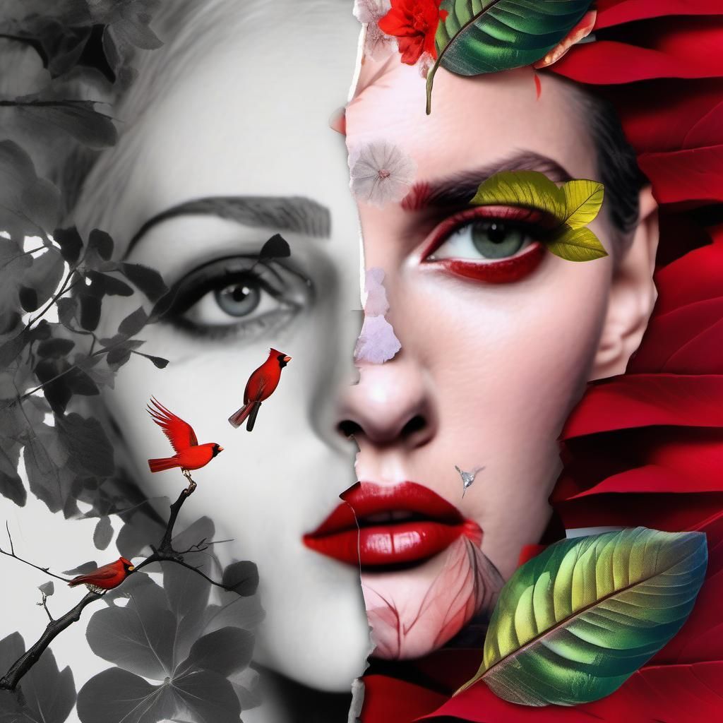 Surreal Collage Art with Woman and Nature