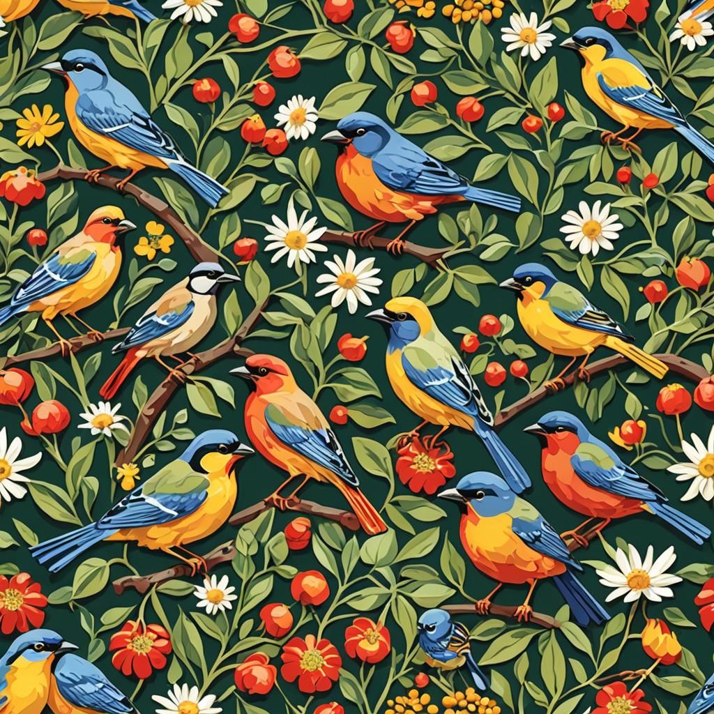 paint-by-numbers kit featuring a group of birds eating seeds