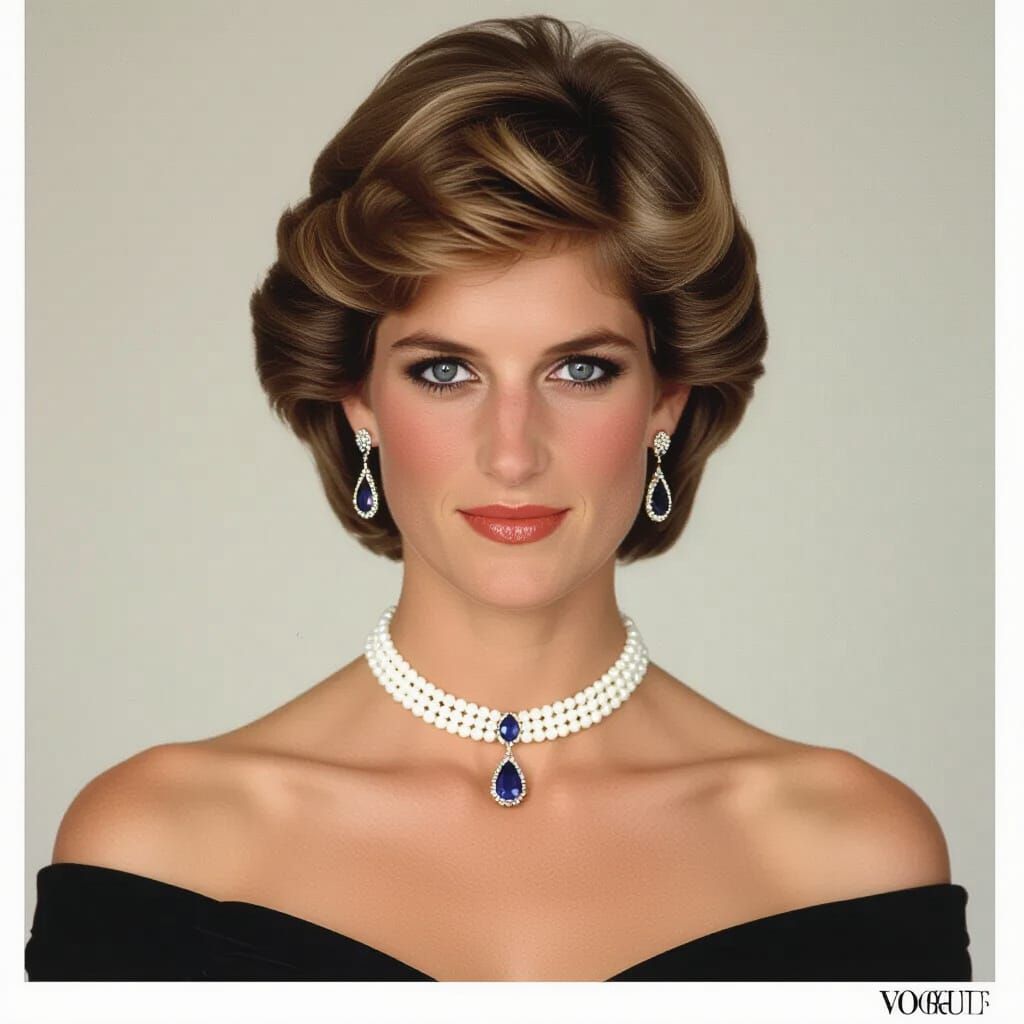 Princess Diana Vogue Portrait in Black Dress