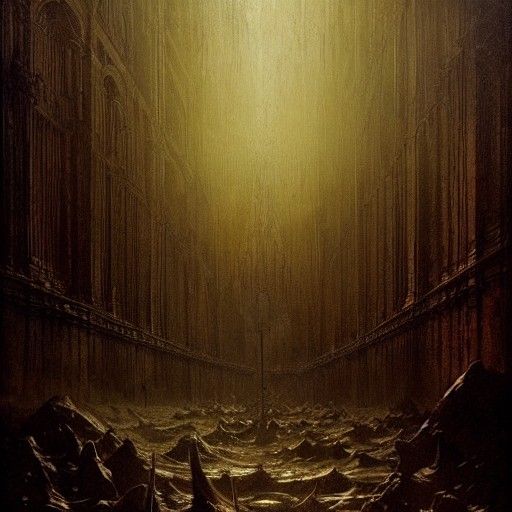 Gothic Horror Hallway Inspired by Gustave Doré