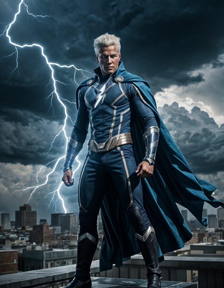 Powerful Storm Villain Portrait on Rooftop