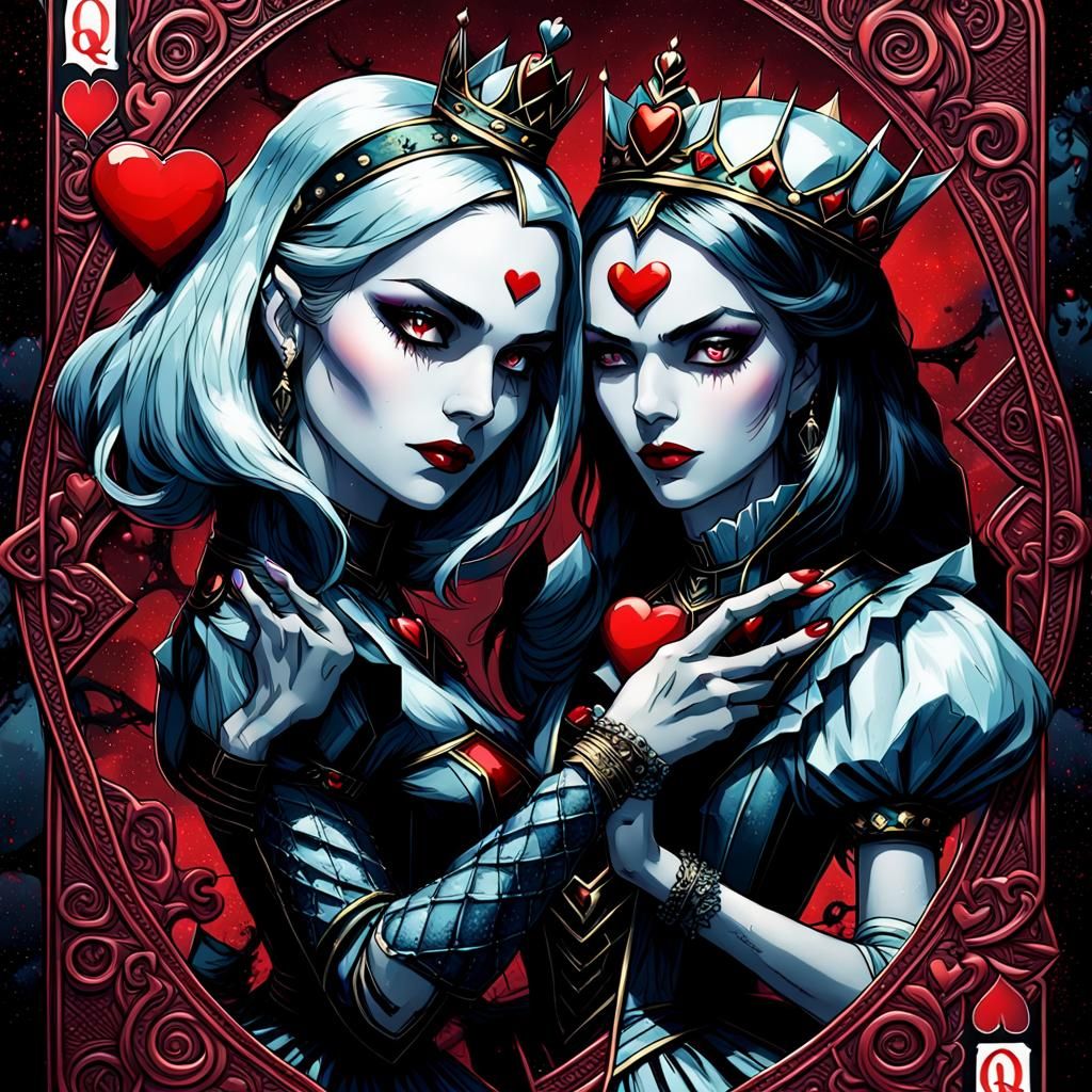 Mean Queen Reaching for Alice: Dramatic Digital Painting