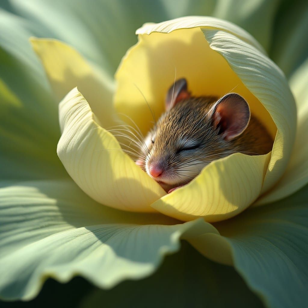 Doormouse Sleeping in Lotus Flower, Yoshida Style