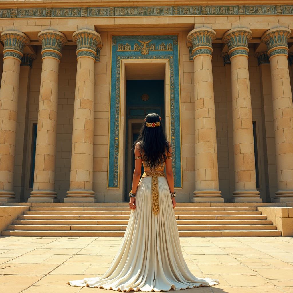 Majestic Egyptian Palace and Queen in Opulent Style