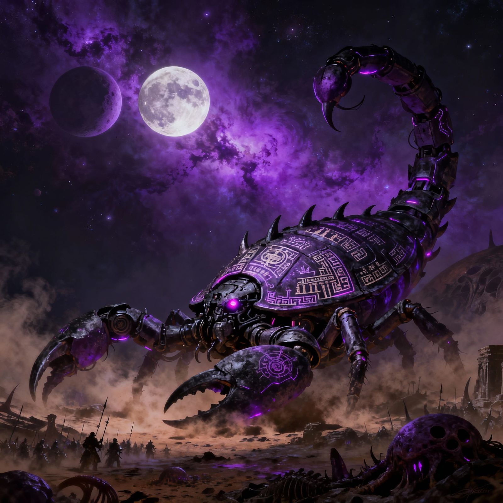 Colossal Bio-Mechanical Scorpion King on Alien World