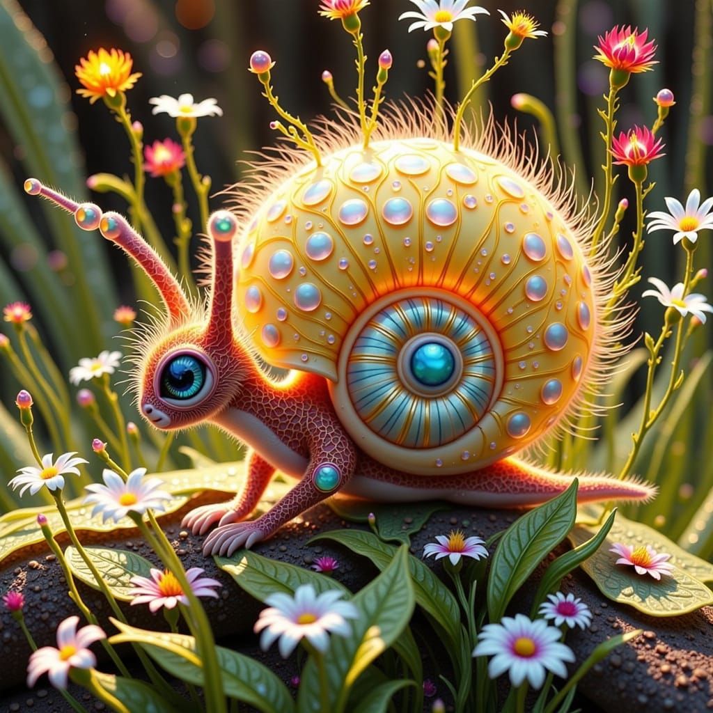 Whimsical Cheetah-Snail Faerie in Sunny Savannah