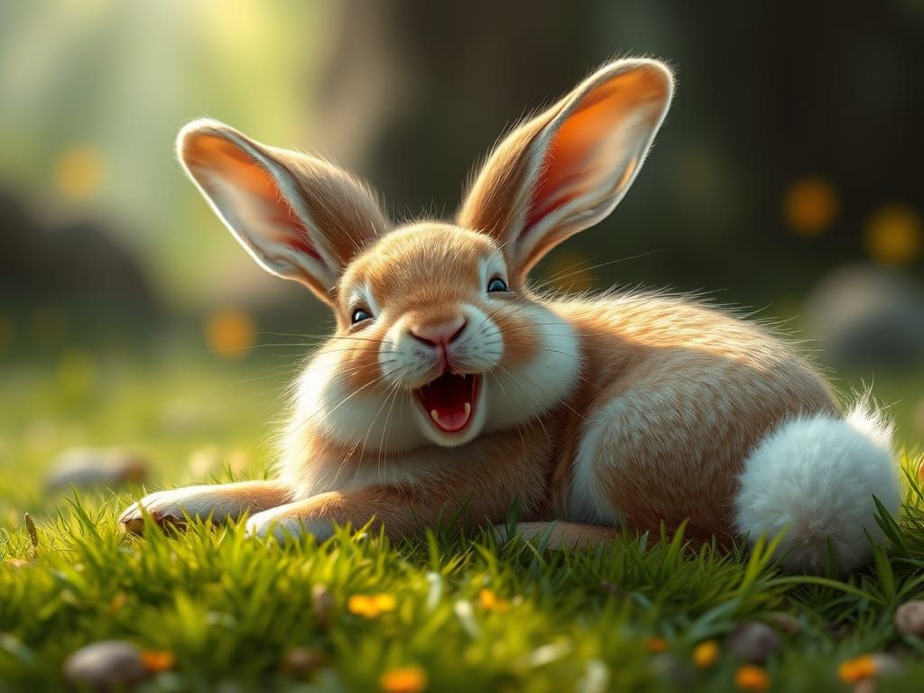Adorable Laughing Bunny in Epic Fantasy Style