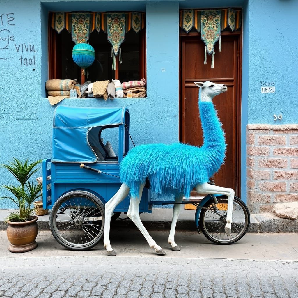 Surreal Car Engulfed in Vibrant Blue Flames