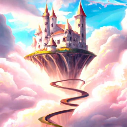 White Castle in the Sky: Ethereal Digital Art