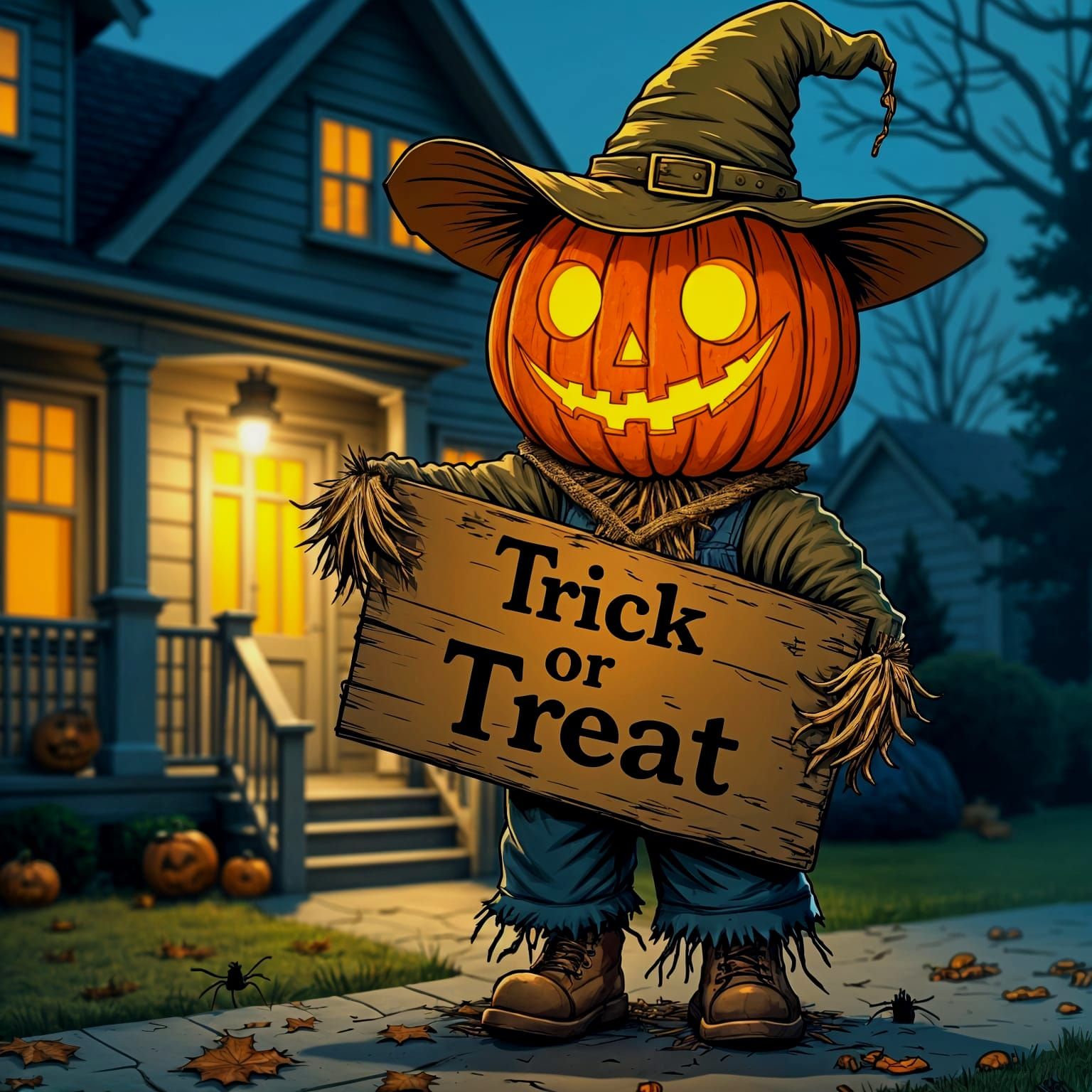 Cell-Shaded Scarecrow Trick-or-Treating