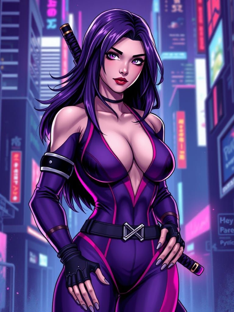 Psylocke in Cyberpunk Style