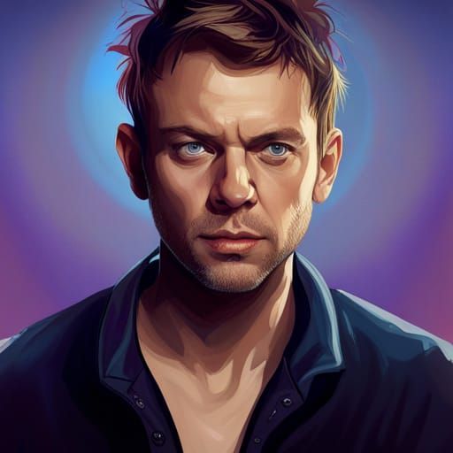 Damon Albarn Portrait in Artgerm Style