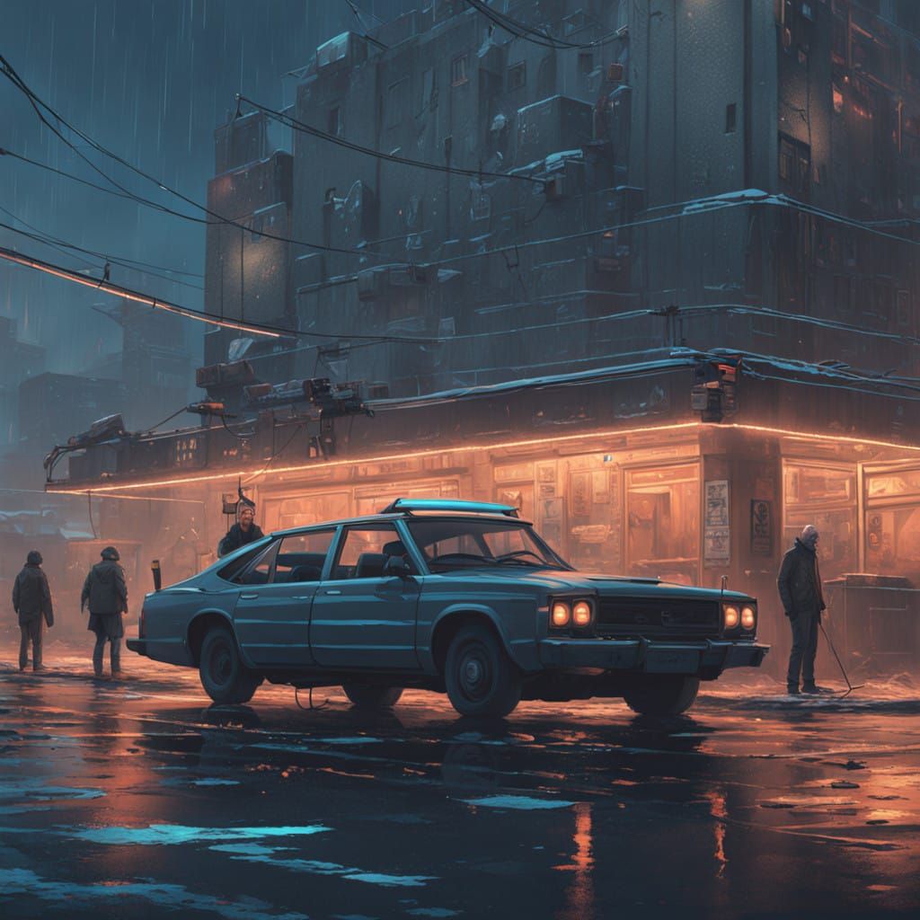 Cyberpunk Courthouse in a Dystopian Metropolis