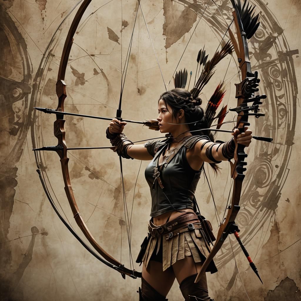 Abstract Archery Art: Grace, Precision, and Power