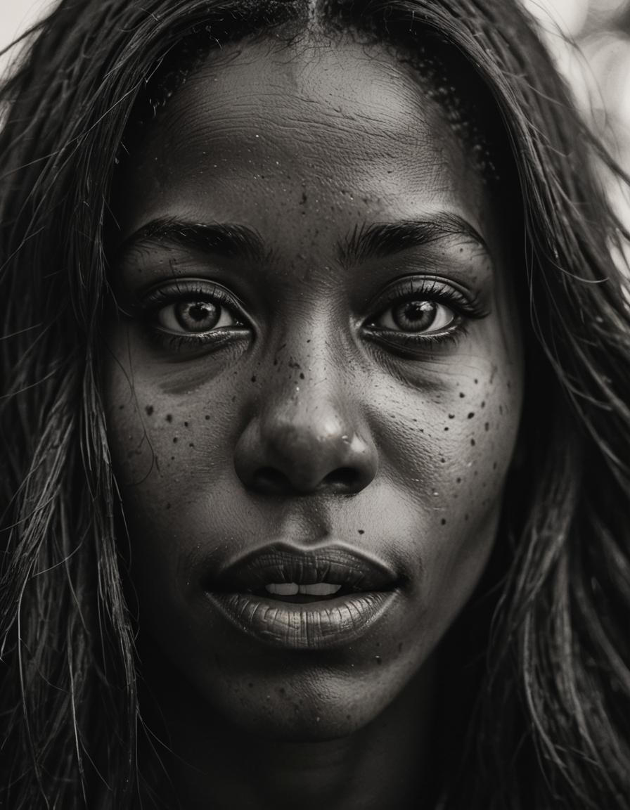 Monochromatic Close-Up of Woman with Intense Gaze