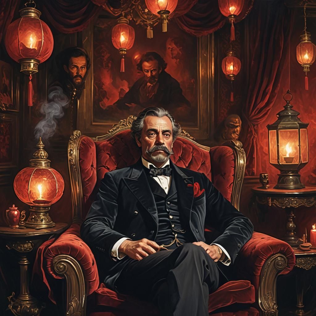 Eerie Gang Leader in Mystical Chamber, Biomechanical Art