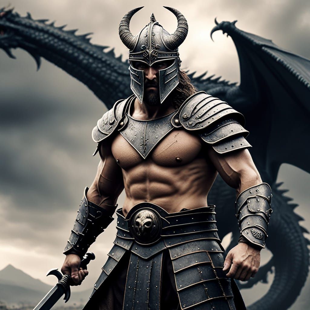 Gladiator Faces Fierce Dragon in Epic Stand