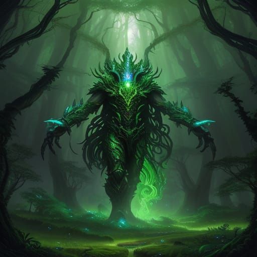 Mystical Forest Guardian in Golden Light