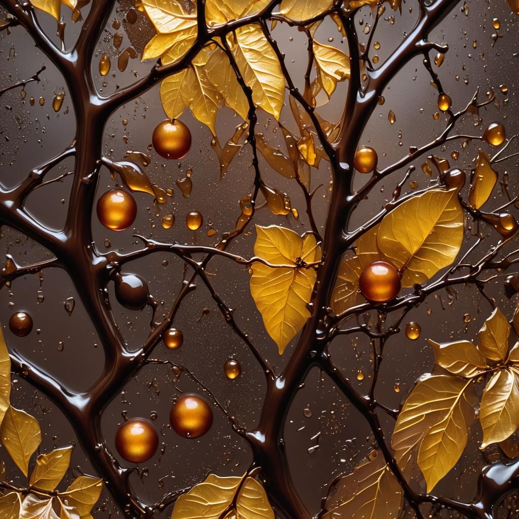 Milky Fruit on Chocolate Tree: Hyperrealistic Art