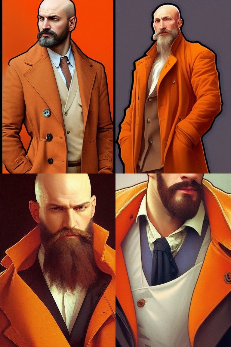 Bald Russian Man in Orange Trench Coat