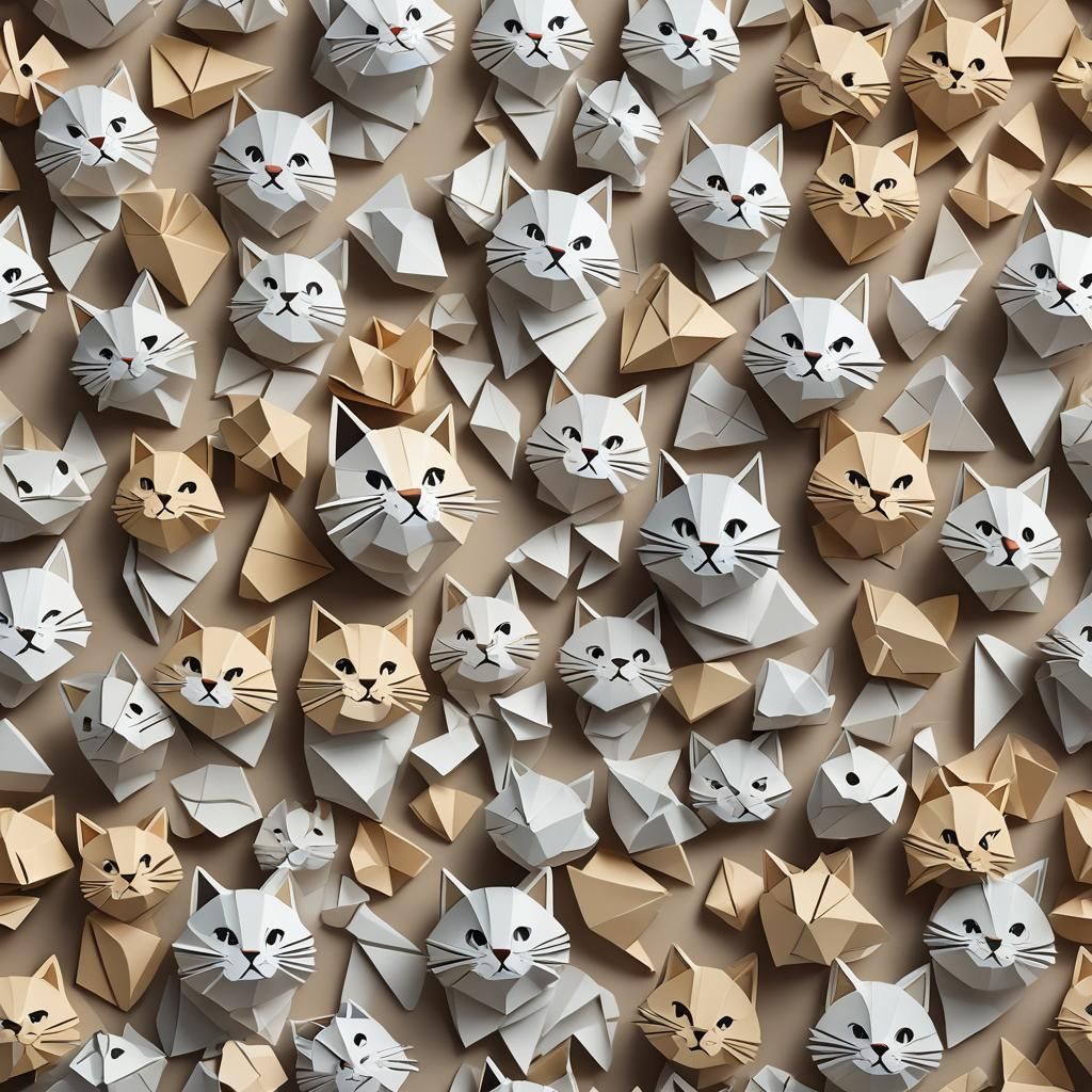 Origami Cat Papercraft in 8K Resolution