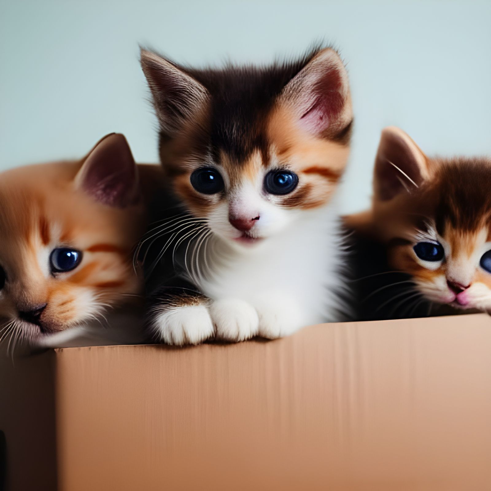 Adorable Kittens and Puppies in Cardboard Box