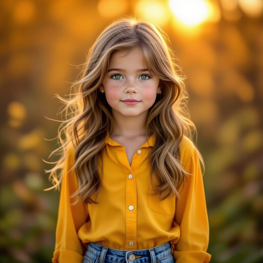 Young Girl in Autumn Forest | Realistic Portrait